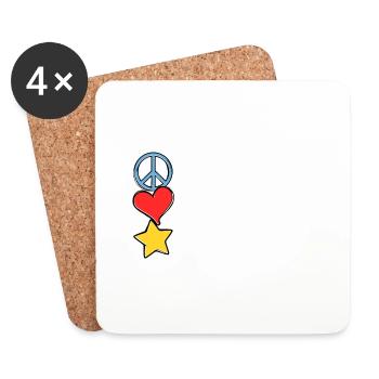 peace love christmas - Dessous de verre (lot de 4) - blanc - Devant