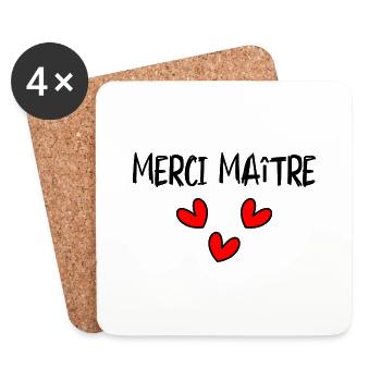 MERCI. MERCI MAÎTRE. CADEAU MAÎTRE. VACANCES. ÉTÉ. - Dessous de verre (lot de 4) - blanc - Devant