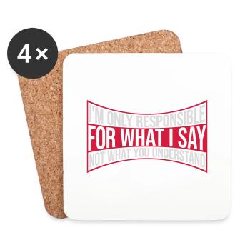 what I say quote - Coasters (set of 4) - white - Front