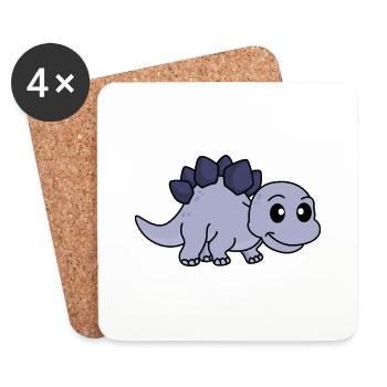 Dinosaur stegosaurus Comic - Coasters (set of 4) - white - Front