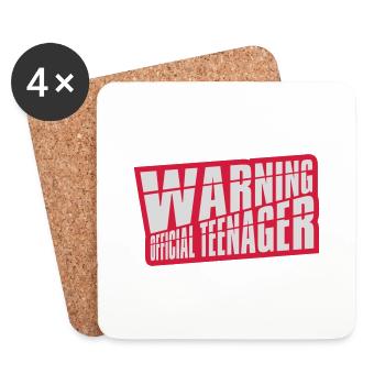 warning official teenage quote - Coasters (set of 4) - white - Front