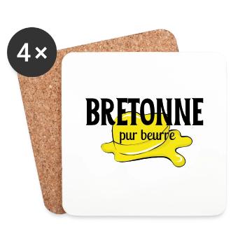 Bretonne pur beurre | Cadeau femme drôle - Dessous de verre (lot de 4) - blanc - Devant