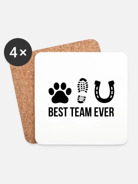 Pferd und Hund bestes Team Fußabdruck lustig - Untersetzer (4er-Set) - Weiß