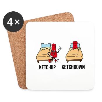 Ketchup Ketchdown - Untersetzer (4er-Set) - Weiß - Vorne