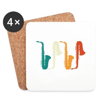 Saxophone vintage T-Shirt, Saxophone Player Gift - Coasters (set of 4) - white - Front