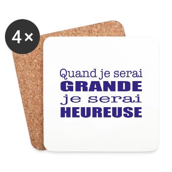 Quand je serai grande je serai heureuse - Dessous de verre (lot de 4) - blanc - Devant