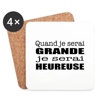 Quand je serai grande je serai heureuse - Dessous de verre (lot de 4) - blanc - Devant