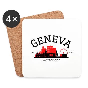 Silhouette der Genfer Skyline - Untersetzer (4er-Set) - Weiß - Vorne