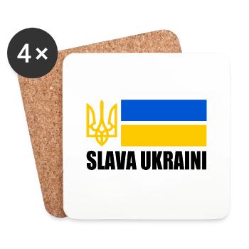 Slava ukraini - Untersetzer (4er-Set) - Weiß - Vorne
