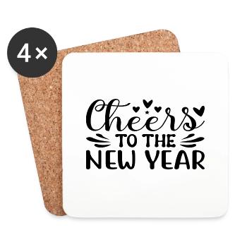 Cheers to the New Year - Untersetzer (4er-Set) - Weiß - Vorne