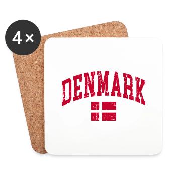 Drapeau du Danemark - Dessous de verre (lot de 4) - blanc - Devant