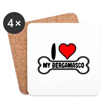Bergamo Berger Chien J’aime mon - Dessous de verre (lot de 4) - blanc - Devant