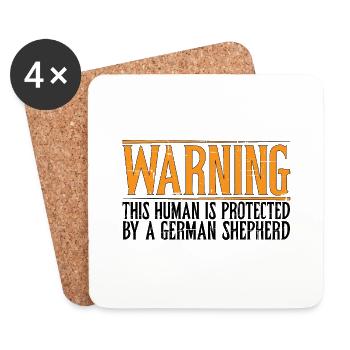 This Human Is Protected By A German Shepherd 7 - Untersetzer (4er-Set) - Weiß - Vorne