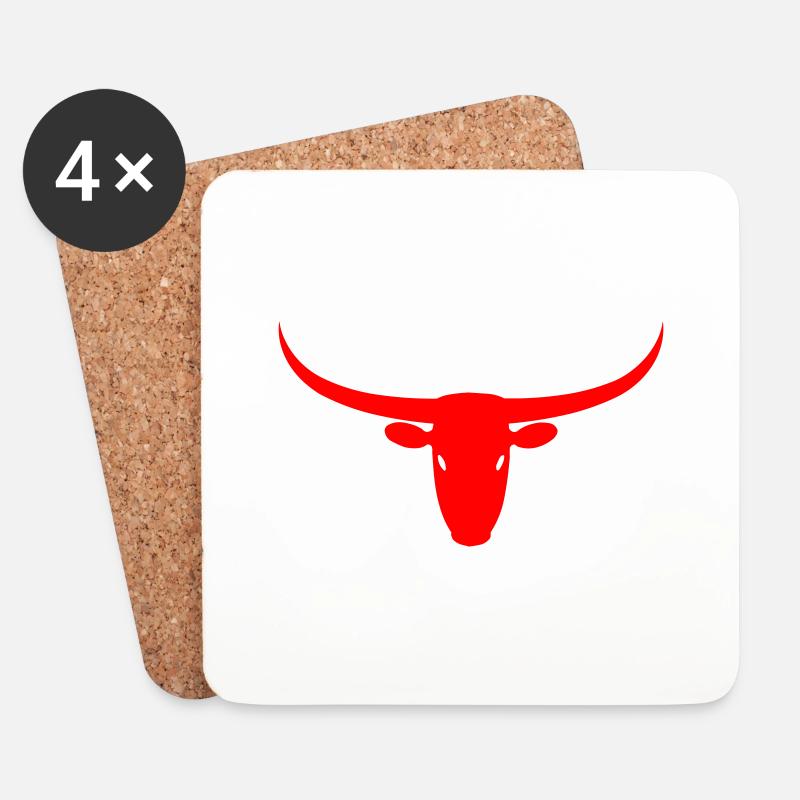 Stier - Untersetzer (4er-Set) - Weiß