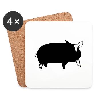 Pig Pigs Pigs Animal Animals Vector 2 - Coasters (set of 4) - white - Front