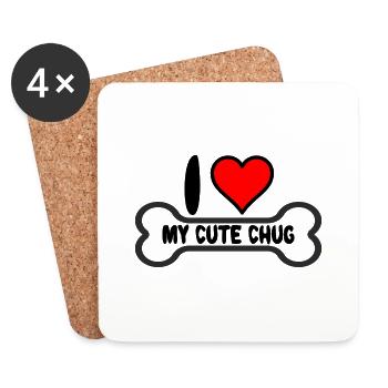 Chug Hund Mama Mom I Love my Spruch Sprüche - Untersetzer (4er-Set) - Weiß - Vorne