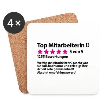 Mitarbeiterin Kollegin Abschiedsgeschenk Abschied - Untersetzer (4er-Set) - Weiß - Vorne