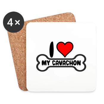 Cavachon Chien J’aime mon - Dessous de verre (lot de 4) - blanc - Devant