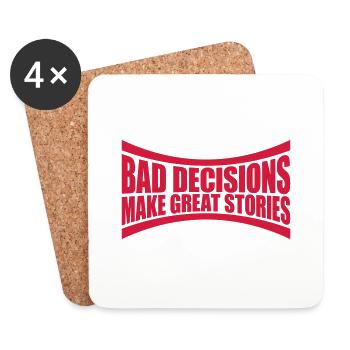 bad decisions great stories - Coasters (set of 4) - white - Front
