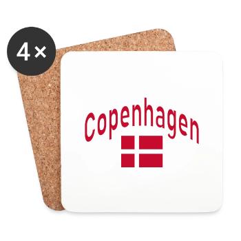 Copenhague Danemark drapeau - Dessous de verre (lot de 4) - blanc - Devant