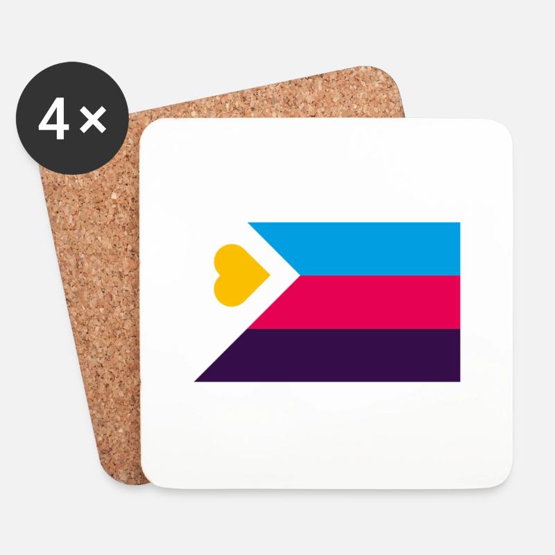 polyamouröse NEW Pride Flagge - Untersetzer (4er-Set) - Weiß