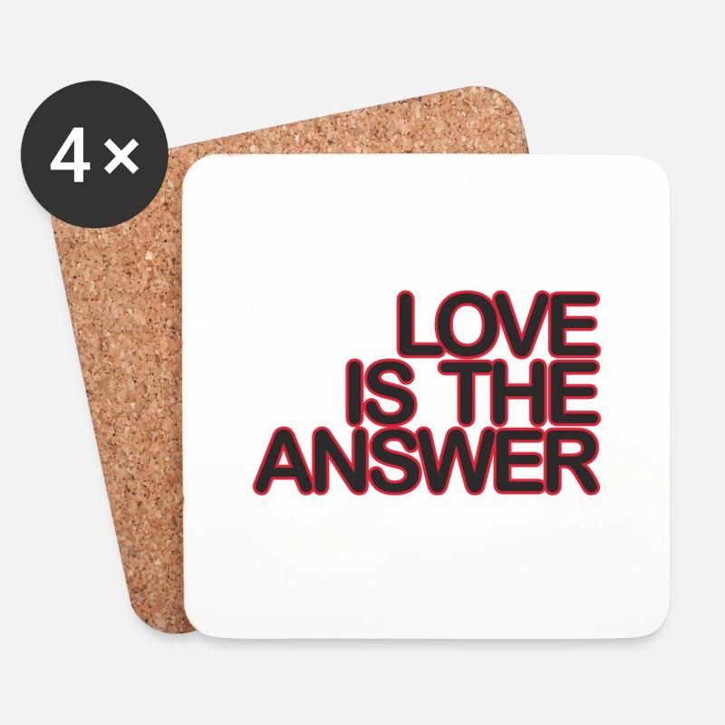LOVE is the ANSWER 06schwarzKrot - Untersetzer (4er-Set) - Weiß