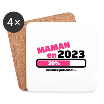 maman en 2023 veuillez patienter - Dessous de verre (lot de 4) - blanc - Devant