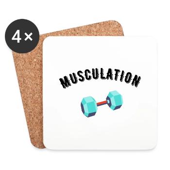 musculation - Dessous de verre (lot de 4) - blanc - Devant