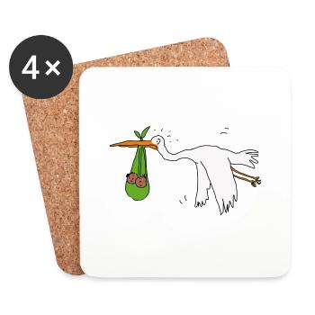 Zwillinge Storch dunkle Haut - Untersetzer (4er-Set) - Weiß - Vorne