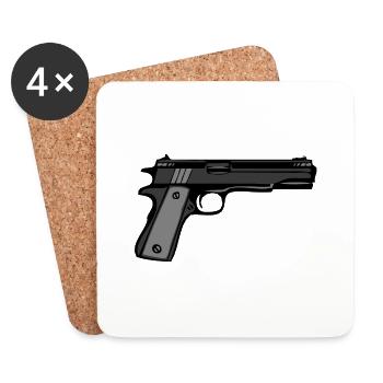 pistol revolver automatic gun weapon 2301 A - Coasters (set of 4) - white - Front