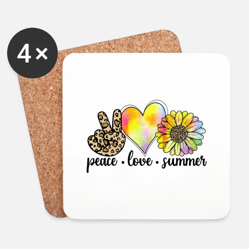 peace love summer - Untersetzer (4er-Set) - Weiß
