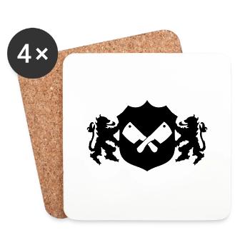 Armoiries du boucher - Dessous de verre (lot de 4) - blanc - Devant