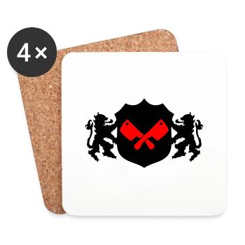 Armoiries du boucher - Dessous de verre (lot de 4) - blanc - Devant