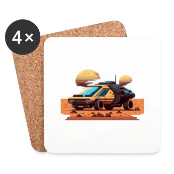 Car on Mars dans un look de jeu vidéo rétro 8 bits - Dessous de verre (lot de 4) - blanc - Devant