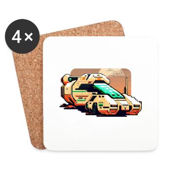 Transporteur futuriste sur une planète - Dessous de verre (lot de 4) - blanc - Devant