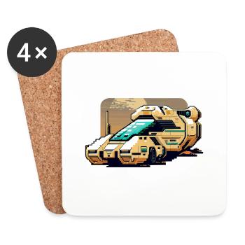 8 Bit Retro Transporter in retro Pixel Graphics - Coasters (set of 4) - white - Front