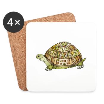 Tortue - Dessous de verre (lot de 4) - blanc - Devant