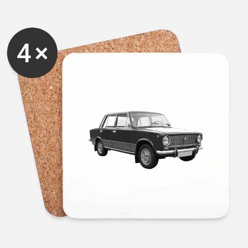 Pkw Shiguli 1200 UdSSR Russland Oldtimer Lada - Untersetzer (4er-Set) - Weiß
