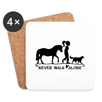 never walk alone - mit Pferd und Hund - Untersetzer (4er-Set) - Weiß - Vorne