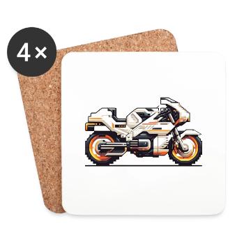 8 bit motorcycle racing machine as vector graphics - Coasters (set of 4) - white - Front