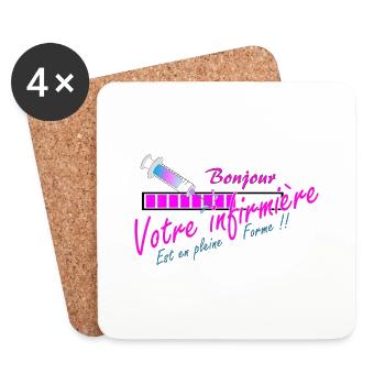 Logo infirmiere seringue - Dessous de verre (lot de 4) - blanc - Devant