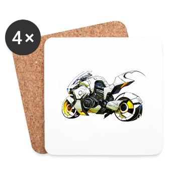 La moto comme machine de course dans le scénario futur - Dessous de verre (lot de 4) - blanc - Devant