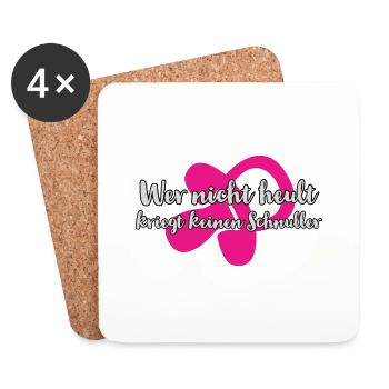 Wer nicht heult Schnuller - Pink - Untersetzer (4er-Set) - Weiß - Vorne