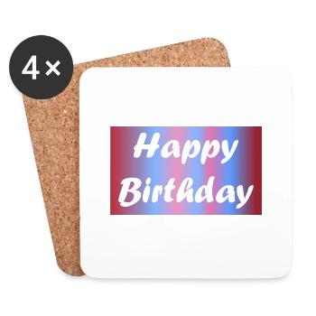 HAPPY BIRTHDAY. JOYEUX ANNIVERSAIRE. ANNIVERSAIRE. - Dessous de verre (lot de 4) - blanc - Devant