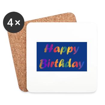 HAPPY BIRTHDAY. JOYEUX ANNIVERSAIRE. ANNIVERSAIRE. - Dessous de verre (lot de 4) - blanc - Devant