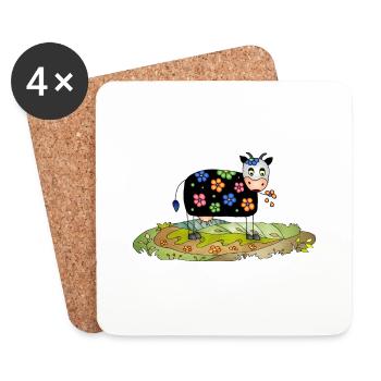 Vache - Dessous de verre (lot de 4) - blanc - Devant