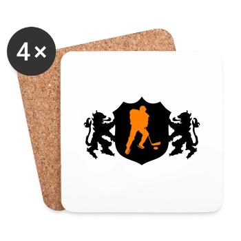 Armoiries de hockey 2 - Dessous de verre (lot de 4) - blanc - Devant