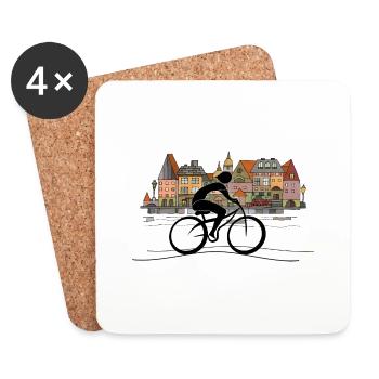 Cycliste - Dessous de verre (lot de 4) - blanc - Devant