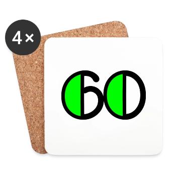 60 ANS. 60e ANNIVERSAIRE. ANNIVERSAIRE 60 ANS. 60 - Dessous de verre (lot de 4) - blanc - Devant