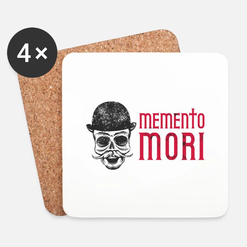 Memento mori / lateinisches Zitat - Untersetzer (4er-Set) - Weiß